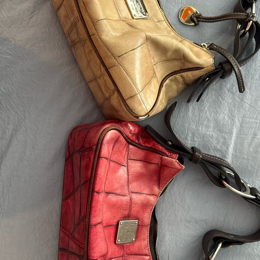 Dooney & Bourke Red and Tan Croc Embossed Bags